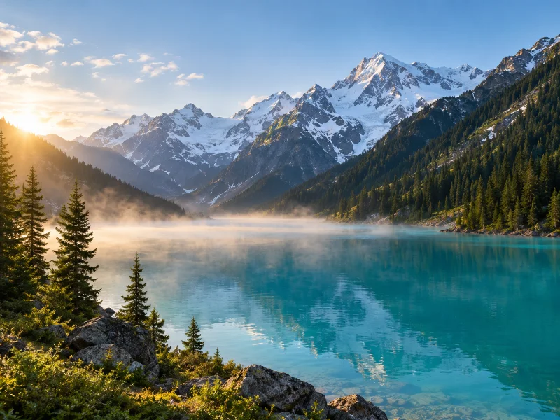 Großer Almaty-See ohne Wanderung + Thermalquellen