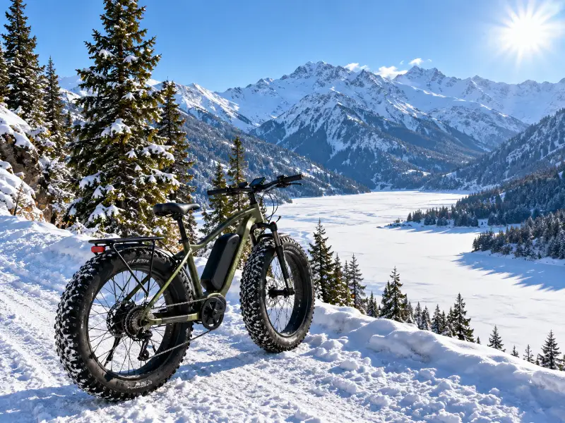 Snowbike-Tour zum zugefrorenen Großen Almaty-See